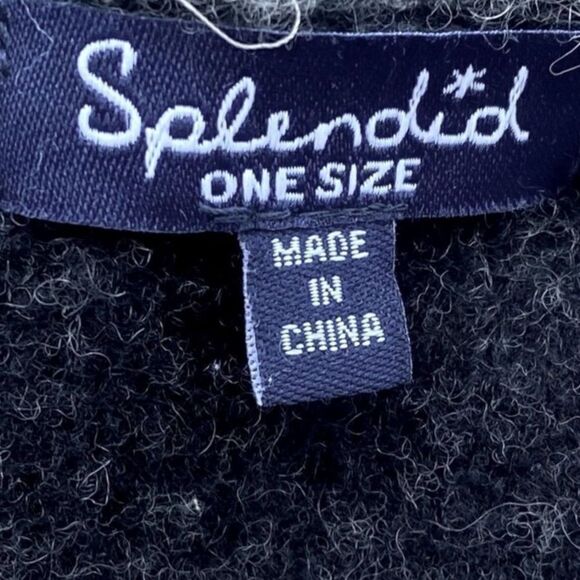 Splendid Gray Striped Soft Cashmere/Wool Cardigan/Cape One Size EUC! - Picture 6 of 8